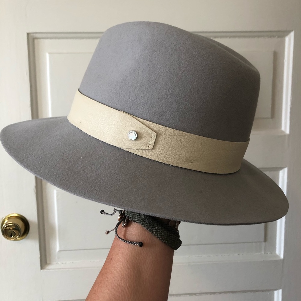 BRAND NEW Rag & Bone grey wool fedora w/ leather M